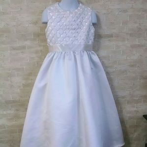 Eden Bridals Girl's white dress party wedding flower girl party event